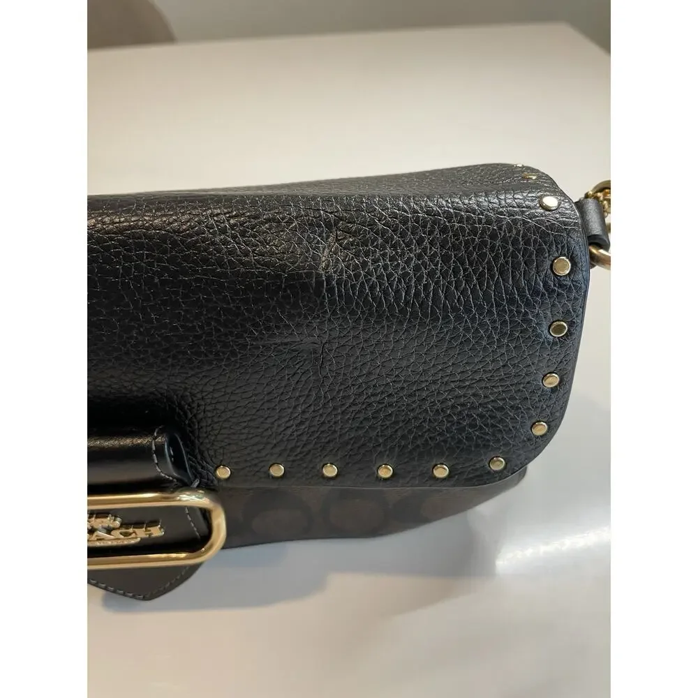 Coach CE563 Morgan Shoulder Bag Crossbody Colorblock Signature With Rivets - Picture 2 of 11